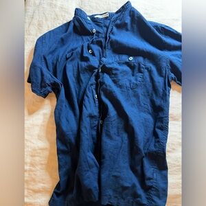 Naturally Dyed Indigo Casual Button-Down Shirt